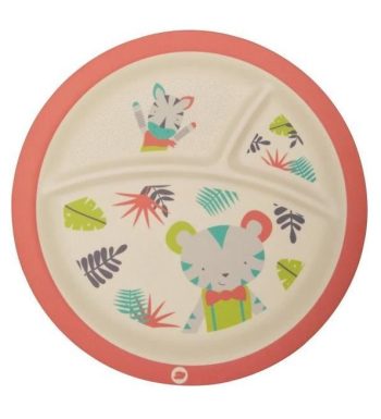 Bebe Confort – Assiette en Bambou avec compartiments – Jungle Vibes (18M +)