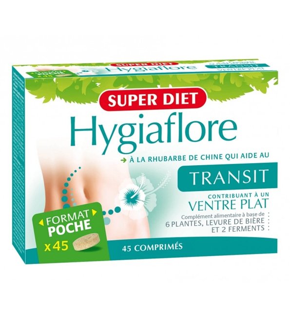 Super Diet Hygiaflore Transit Ventre Plat Pocket – 45 Comprimés Super Diet Hygiaflore Transit Ventre Plat Pocket – 45 Comprimés