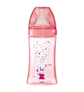 DODIE BIBERON INITIATION+ 270ML ROSE LICORNE 0-6 M TÊTE RONDE 3 VIT D2