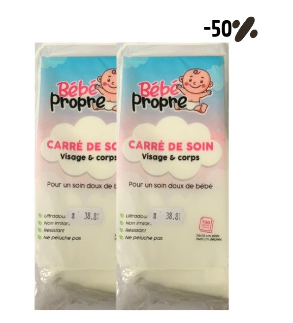 BEBE PROPRE Carre de Soin 100 Pièces – 2ème -50% BEBE PROPRE Carre de Soin 100 Pièces – 2ème -50%