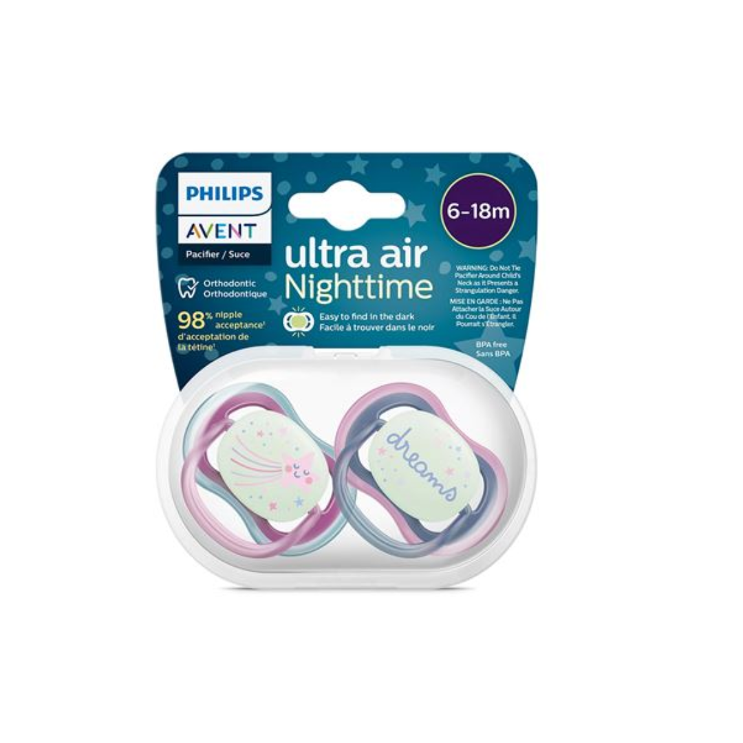 Avent Sucette Ultra Air Night Time 6-18m Scf376/14 Girl Avent Sucette Ultra Air Night Time 6-18m Scf376/14 Girl