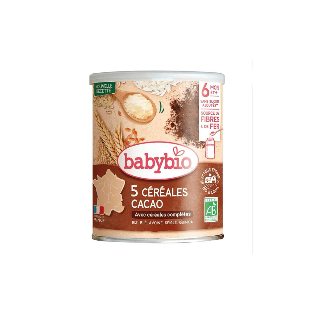 BABYBIO 5 CEREALES CACAO 220G BABYBIO 5 CEREALES CACAO 220G