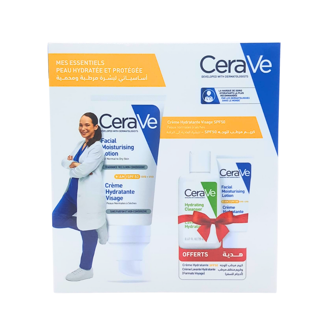 Cerave Creme Hydratant Visage 52ml + Creme Lavante Et Creme Hydratante spf50 Mini Formats Offerts Cerave Creme Hydratant Visage 52ml + Creme Lavante Et Creme Hydratante spf50 Mini Formats Offerts
