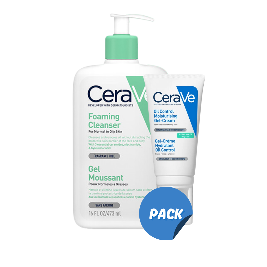 Cerave Gel Moussant Peaux Mixte a Grasse 473ml+Gel Creme Hydratant Oil Control 52ml Pack Cerave Gel Moussant Peaux Mixte a Grasse 473ml+Gel Creme Hydratant Oil Control 52ml Pack