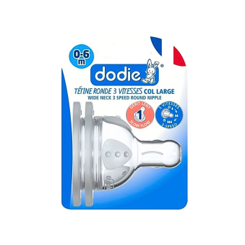 Dodie – Tétines Initiation+ col large (0-6 M) 3 vitesses Débit 1 (X2)