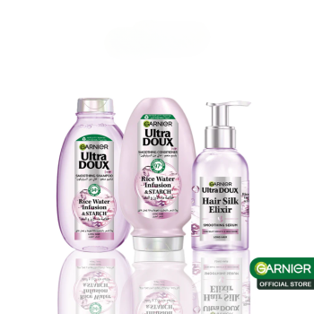 Garnier Routine Ultra Doux Rice Water Shampooing + Serum + Apres Shampooing