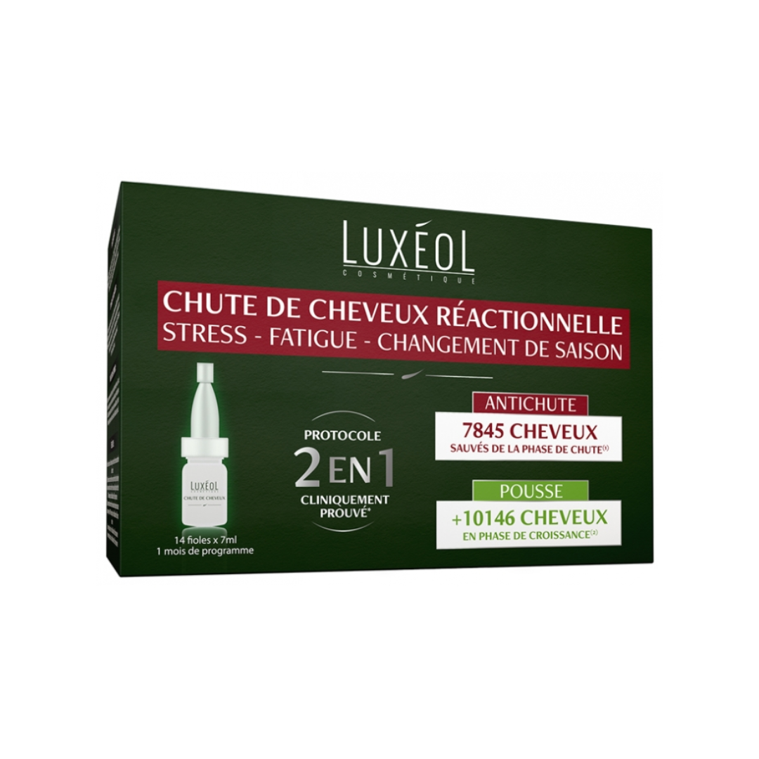 Luxeol Anti-Chut Reactionnelle 2en1 14 fioles x 7ml Luxeol Anti-Chut Reactionnelle 2en1 14 fioles x 7ml