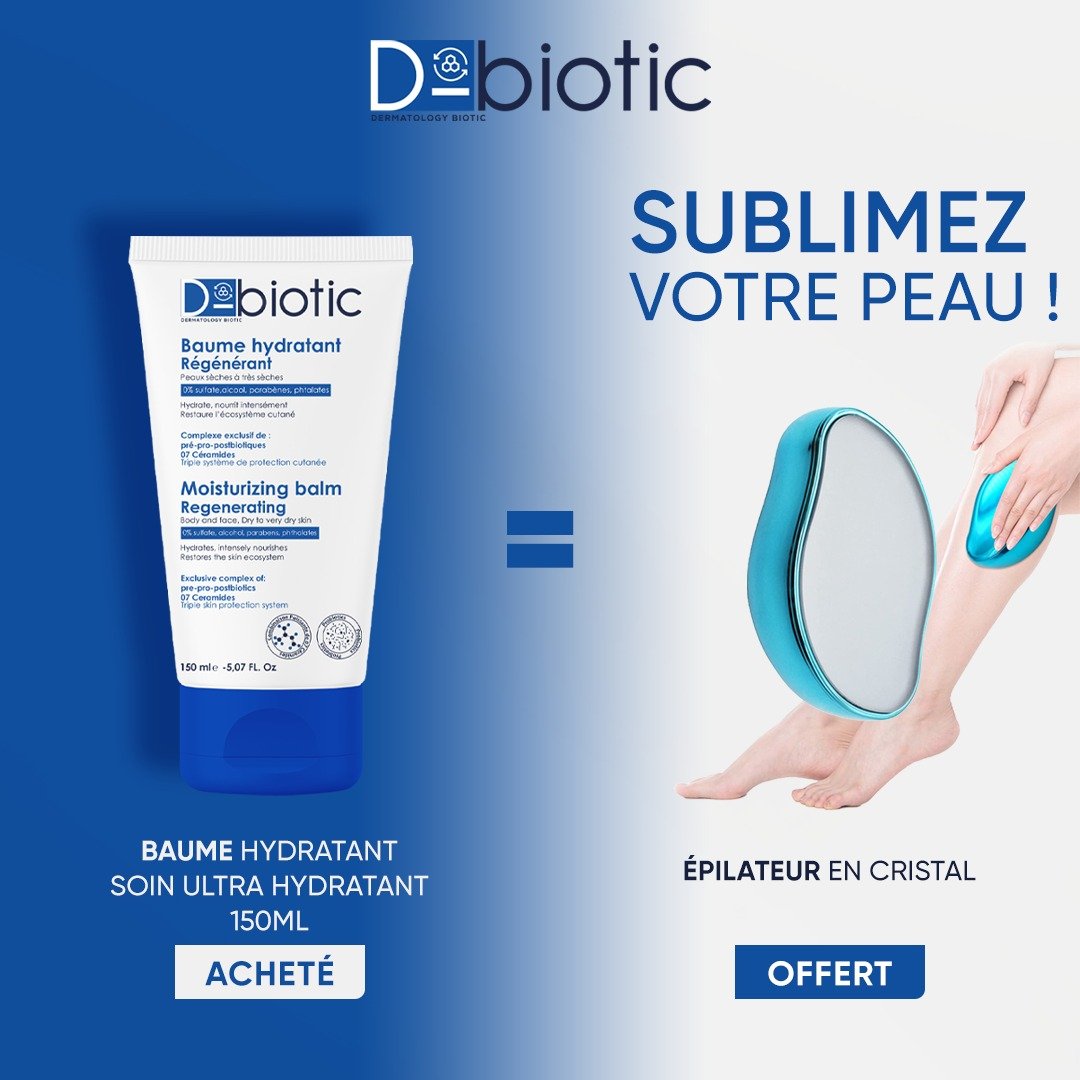D-BIOTIC Baume Hydratant Régénérant 150 ml = Epilateur en Cristal OFFERT D-BIOTIC Baume Hydratant Régénérant 150 ml = Epilateur en Cristal OFFERT