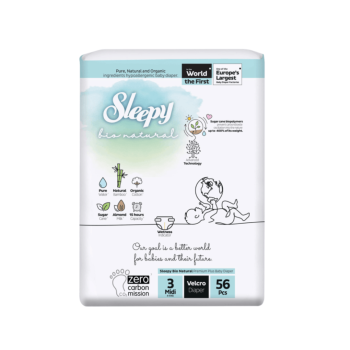 Sleepy Bio Natural Couches Taille 3 Midi 4-9kg 56 Pieces
