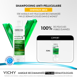 Vichy Dercos Shampoing Traitant Anti-Pelliculaire Cheveux Secs | 200ml = 1 Shampooing miniature Offert