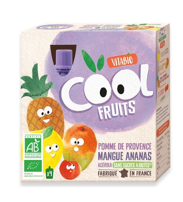 VITABIO COOL FRUITS POMME MANGUE ANANAS 4 X 90G VITABIO COOL FRUITS POMME MANGUE ANANAS 4 X 90G