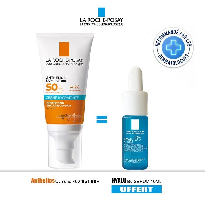 La Roche-Posay ANTHELIOS UVMune 400 Crème Solaire Teintée = Hyalu B5 Sérum 10ml Offert La Roche-Posay ANTHELIOS UVMune 400 Crème Solaire Teintée = Hyalu B5 Sérum 10ml Offert