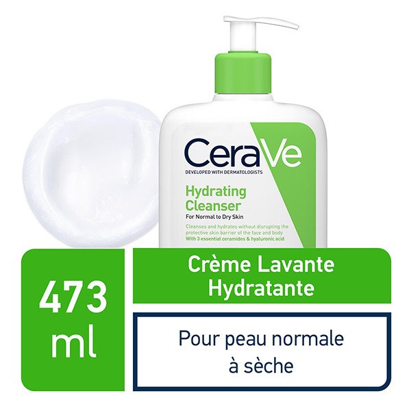 CeraVe Crème Lavante Hydratante Peau Normale à Sèche | 473ml CeraVe Crème Lavante Hydratante Peau Normale à Sèche | 473ml