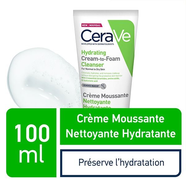 CeraVe Crème Moussante Nettoyante Hydratante Peau Normale à Sèche | 100ml CeraVe Crème Moussante Nettoyante Hydratante Peau Normale à Sèche | 100ml