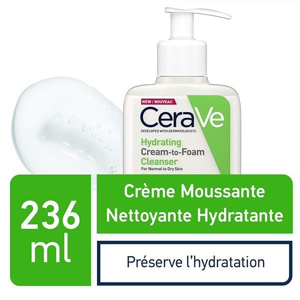 CeraVe Crème Moussante Nettoyante Hydratante Peau Normale à Sèche | 236ml CeraVe Crème Moussante Nettoyante Hydratante Peau Normale à Sèche | 236ml