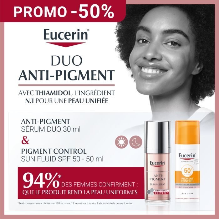 Eucerin ANTI-PIGMENT SÉRUM DUO 30 ML + Ecran pigment spf50 OFFERT Eucerin ANTI-PIGMENT SÉRUM DUO 30 ML + Ecran pigment spf50 OFFERT