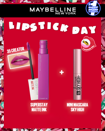 MAYBELLINE SUPERSTAY MATTE INK 35 CREATOR = MINI MASCARA SKY HIGH