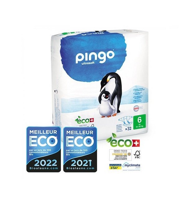 PINGO COUCHES ÉCOLOGIQUES JETABLES XL TAILLE 6 (15-30KG) 32 COUCHES PINGO COUCHES ÉCOLOGIQUES JETABLES XL TAILLE 6 (15-30KG) 32 COUCHES