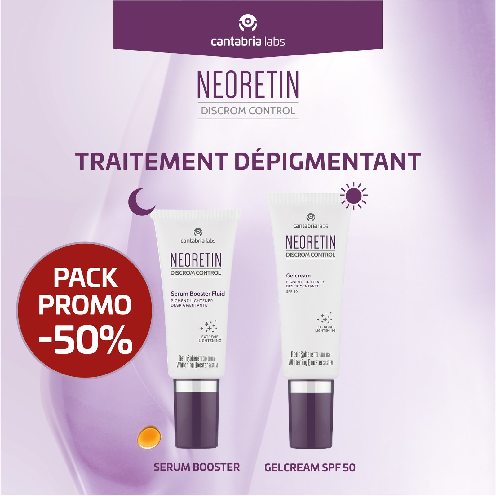 Neoretin Serum Booster 30ml+ Gel Creme Spf50 40ml -50% PACK Neoretin Serum Booster 30ml+ Gel Creme Spf50 40ml -50% PACK