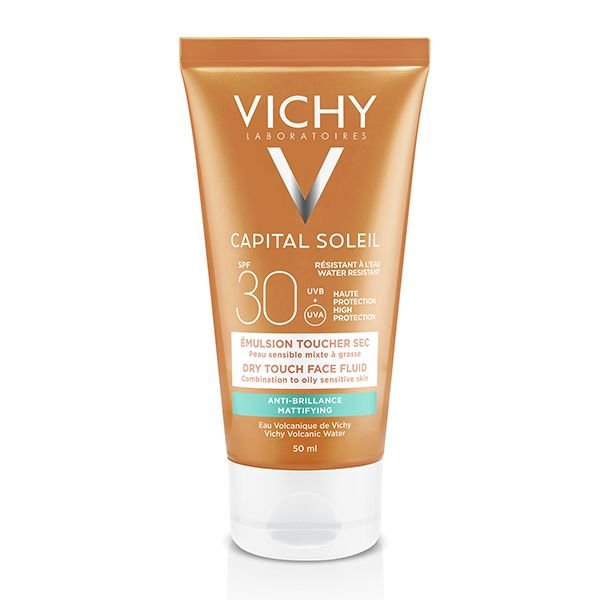 Vichy Capital Soleil Émulsion Anti-Brillance Toucher Sec SPF50 Peau Sensible Mixte à Grasse | 50ml Vichy Capital Soleil Émulsion Anti-Brillance Toucher Sec SPF50 Peau Sensible Mixte à Grasse | 50ml