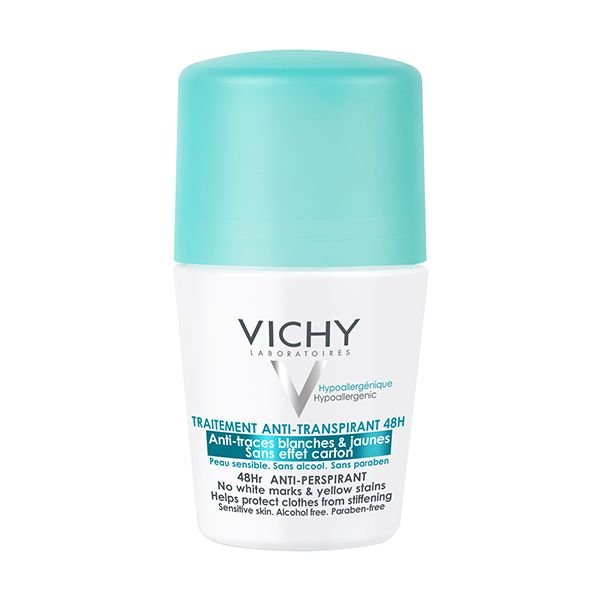 Vichy Dermo-Tolérance Déodorant 48H Anti-Traces Jaunes et Blanches Bille Peau Sensible | 50ml Vichy Dermo-Tolérance Déodorant 48H Anti-Traces Jaunes et Blanches Bille Peau Sensible | 50ml