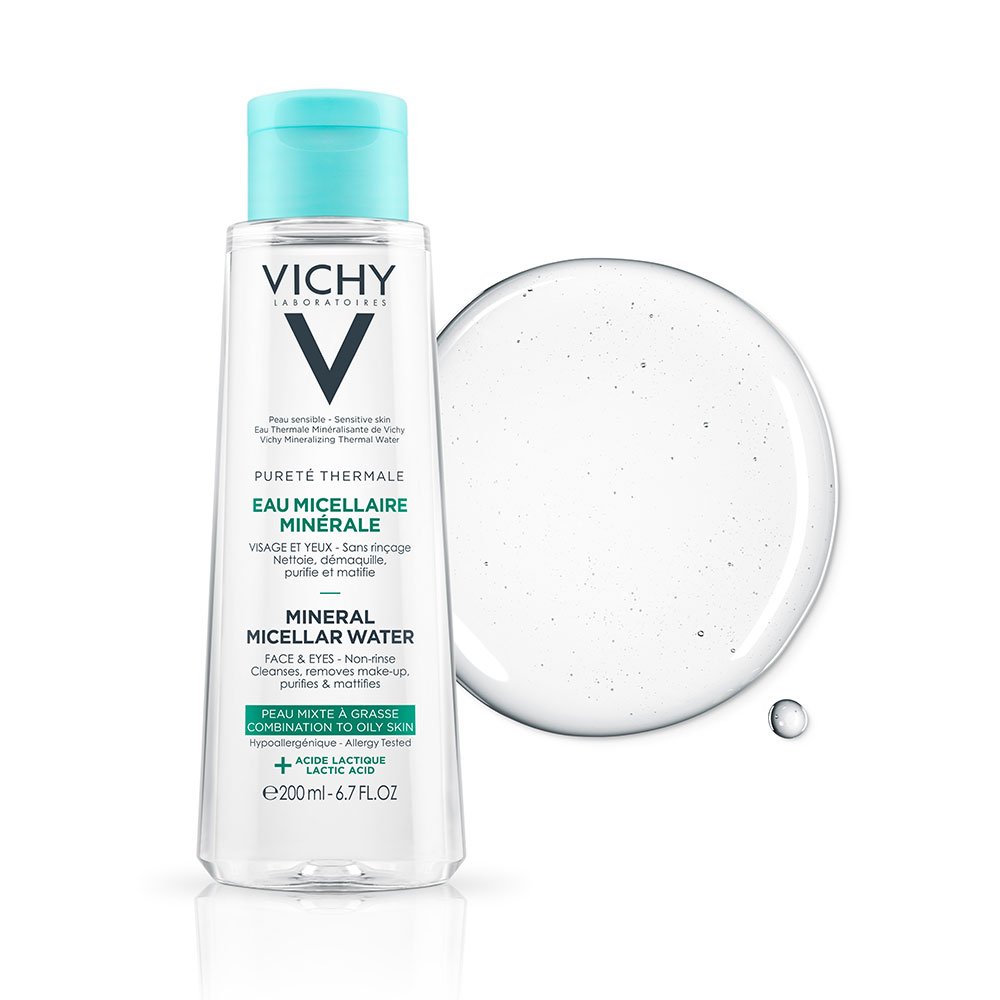 Vichy Pureté Thermale Eau Micellaire Minérale Peau Mixte à Grasse | 200ml Vichy Pureté Thermale Eau Micellaire Minérale Peau Mixte à Grasse | 200ml